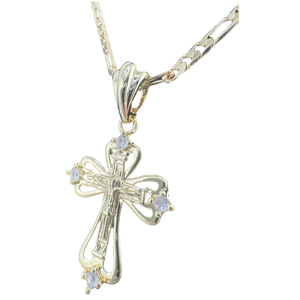 Divine Elegance: Orthodox Crucifix Cross Pendant Plated In 14K Gold Brass Based with Zircon Stone w/o chain Divine Elegance: Orthodox Crucifix Cross Pendant Plated In 14K Gold Brass Based with Zircon Stone w/o chain